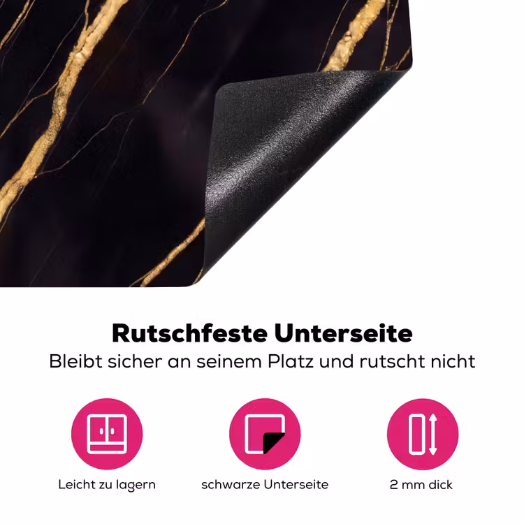 Marmer - Goud - Textuur - Abstract - Zwart Inductie beschermer vinyl 3mm middel -zzzzzzz-lf-onderkant