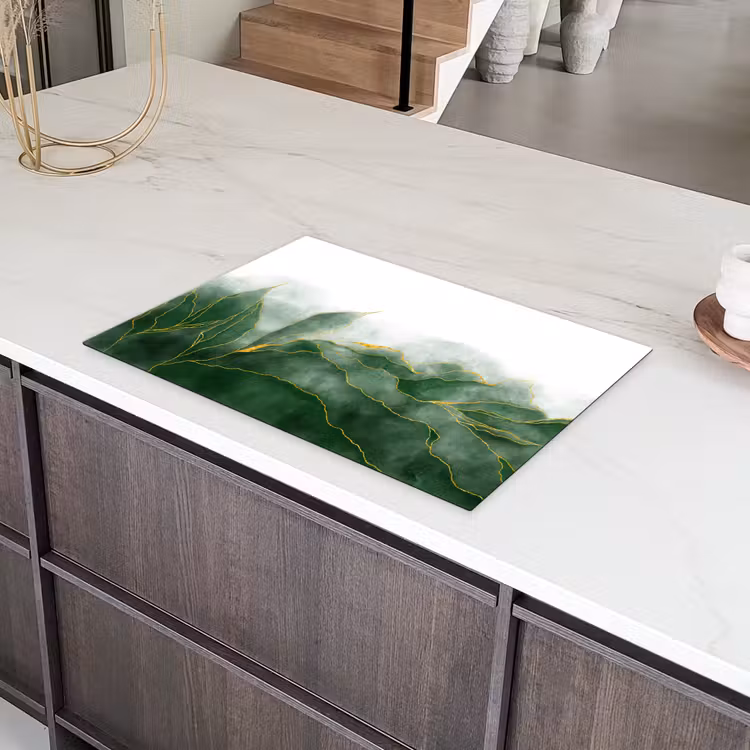 Marmer - Groen - Luxe - Goud - Marmerlook Inductie beschermer vinyl 3mm klein -sfeer8