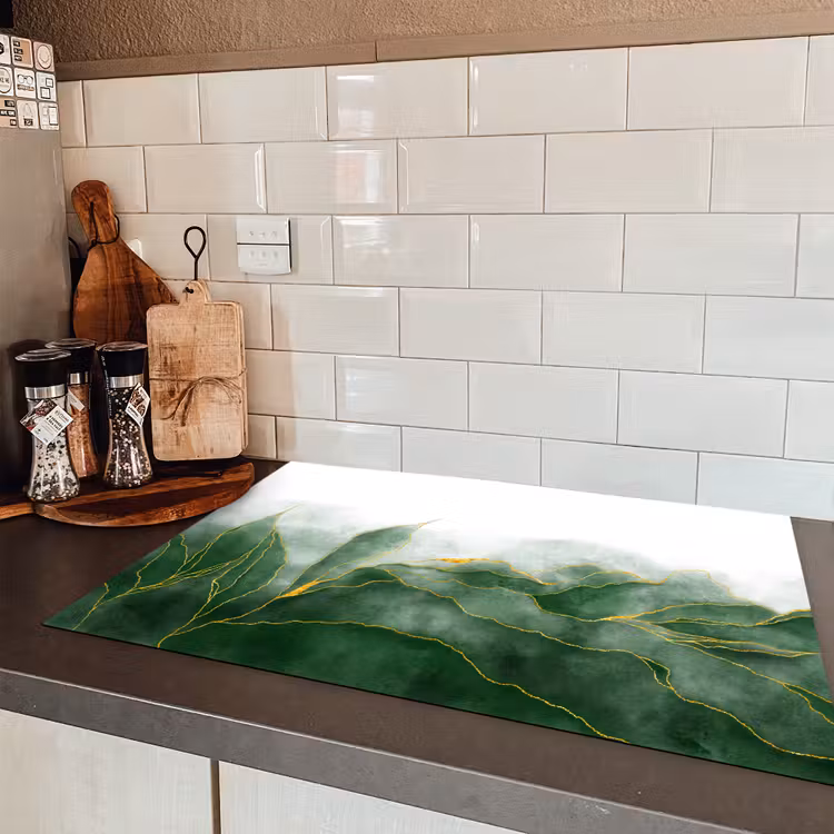 Marmer - Groen - Luxe - Goud - Marmerlook Inductie beschermer vinyl 3mm klein -sfeer3