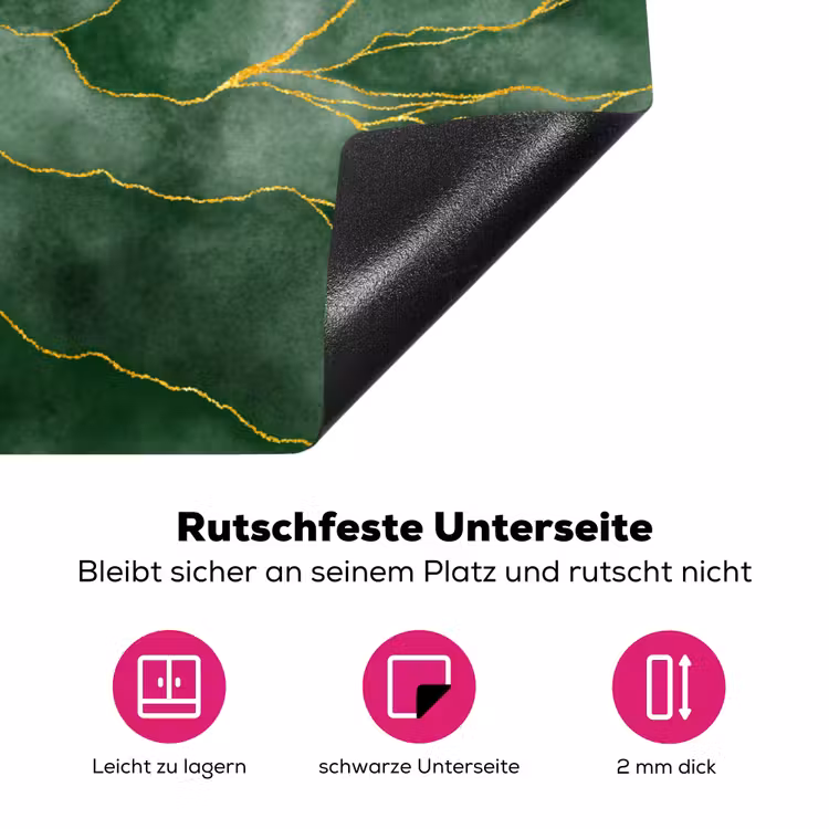 Marmer - Groen - Luxe - Goud - Marmerlook Inductie beschermer vinyl 3mm klein -zzzzzzz-lf-onderkant