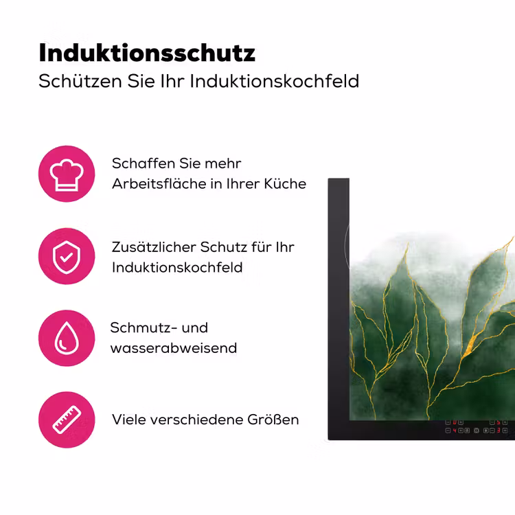 Marmer - Groen - Luxe - Goud - Marmerlook Inductie beschermer vinyl 3mm klein -zzzzzzz-lf-ups