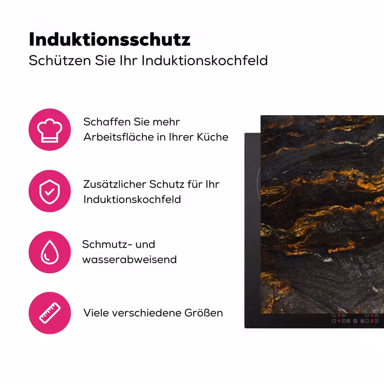 Marmer - Kalk - Zwart - Goud - Marmerlook - Luxe Inductie beschermer vinyl 3mm klein -zzzzzzz-lf-ups