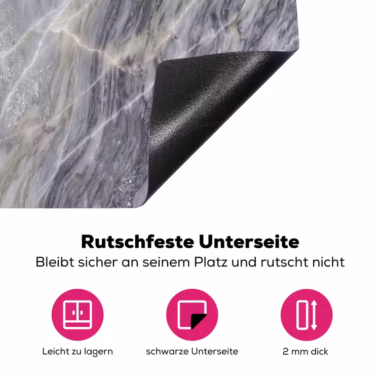 Marmer - Ader - Patroon - Abstract - Grijs Inductie beschermer vinyl 3mm middel -zzzzzzz-lf-onderkant