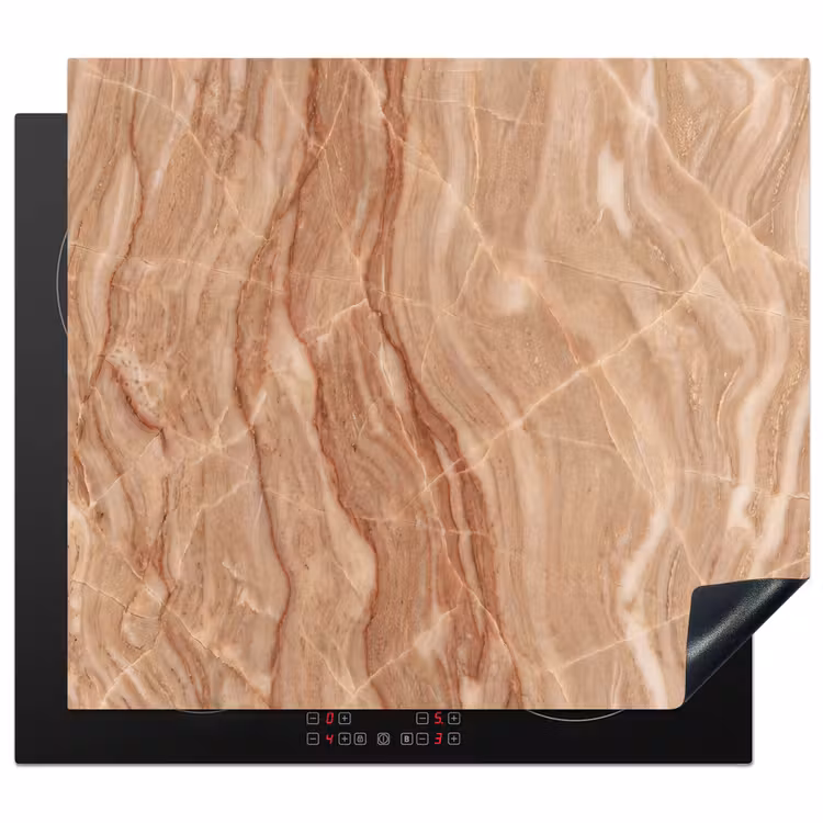 Marmer - Ader - Natuur - Abstract - Beige Inductie beschermer vinyl 3mm middel -3d