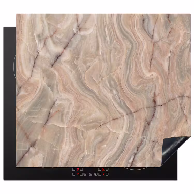 Marmer - Patroon - Abstract - Beige - Groen Inductie beschermer vinyl 3mm middel -3d