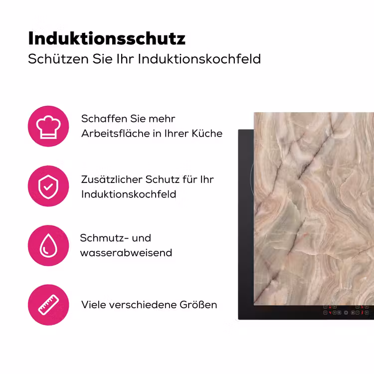 Marmer - Patroon - Abstract - Beige - Groen Inductie beschermer vinyl 3mm middel -zzzzzzz-lf-ups