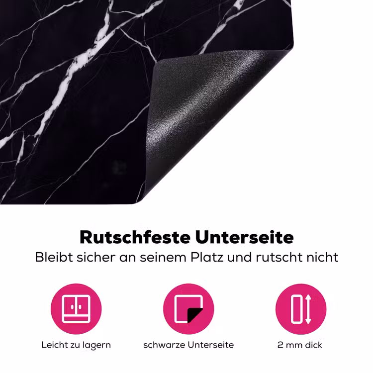 Marmer - Patroon - Abstract - Modern - Zwart Inductie beschermer vinyl 3mm middel -zzzzzzz-lf-onderkant