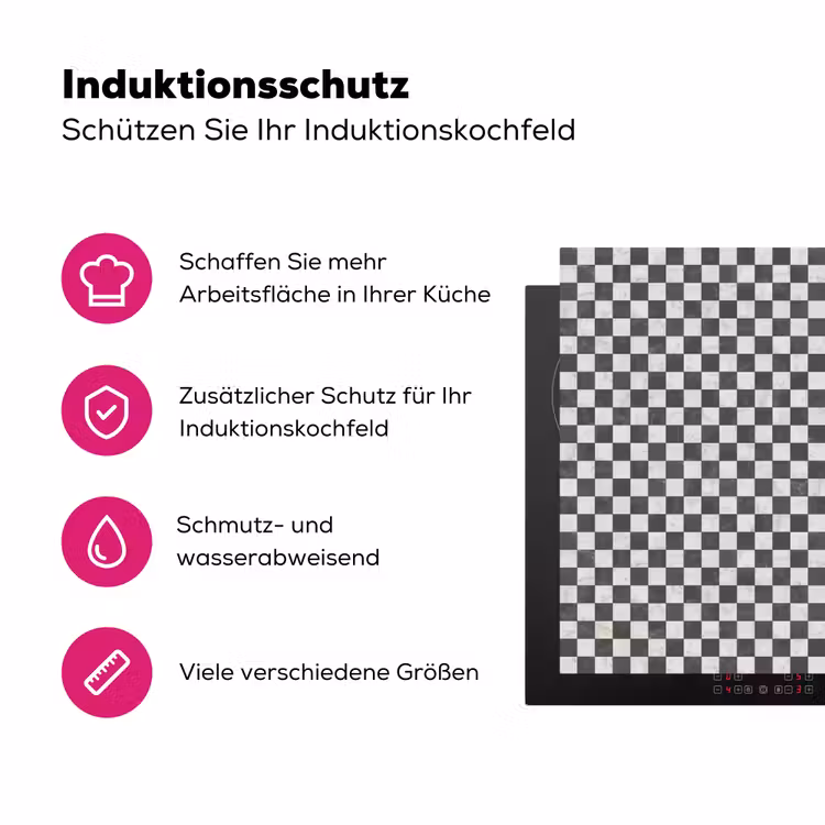 Marmer - Patroon - Grijs Inductie beschermer vinyl 3mm klein 276 -zzzzzzz-lf-ups