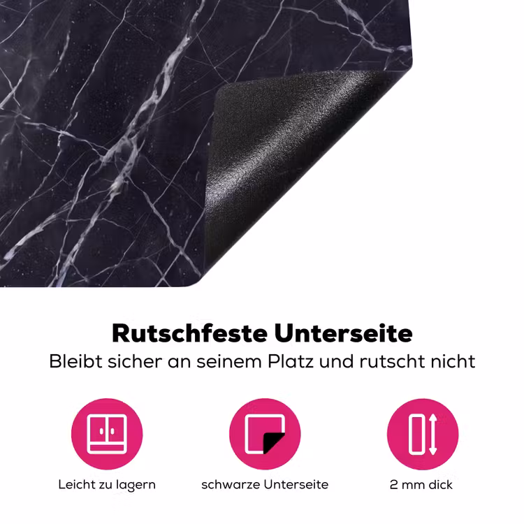 Marmer - Patroon - Modern - Zwart - Wit Inductie beschermer vinyl 3mm middel -zzzzzzz-lf-onderkant
