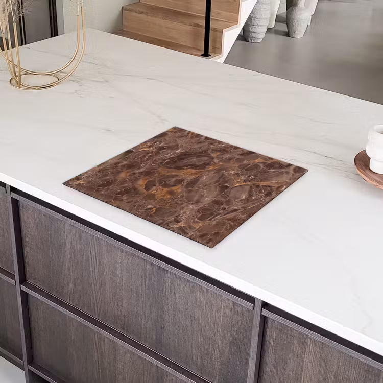 Marmer - Patroon - Natuur - Bruin - Goud Inductie beschermer vinyl 3mm middel -sfeer8