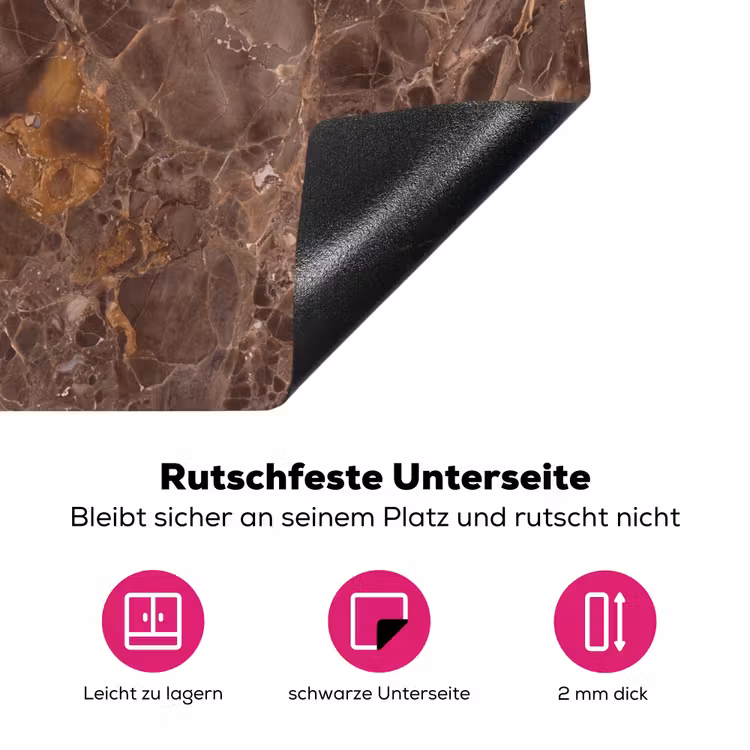 Marmer - Patroon - Natuur - Bruin - Goud Inductie beschermer vinyl 3mm middel -zzzzzzz-lf-onderkant