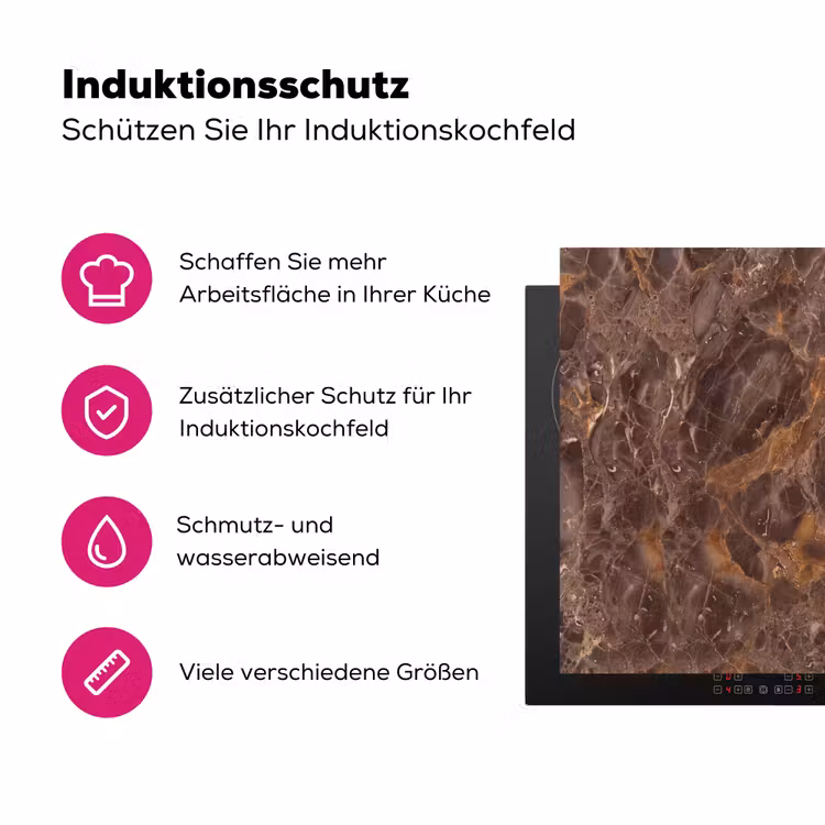 Marmer - Patroon - Natuur - Bruin - Goud Inductie beschermer vinyl 3mm middel -zzzzzzz-lf-ups