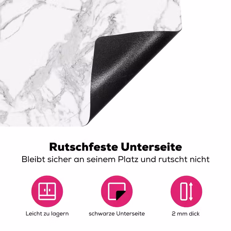 Marmer - Zuiver - Grijs - Aders Inductie beschermer vinyl 3mm klein 276 -zzzzzzz-lf-onderkant