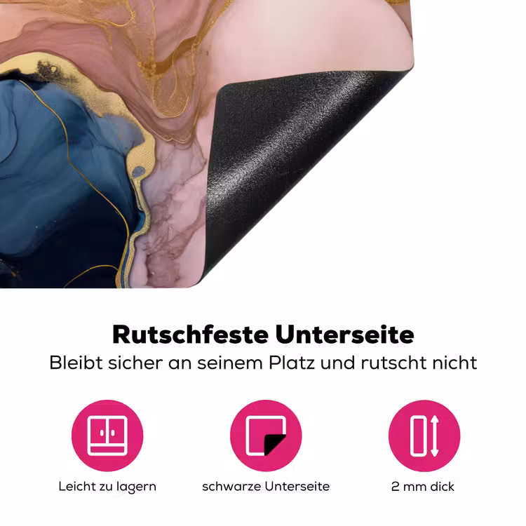 Marmer - Roze - Blauw Inductie beschermer vinyl 3mm klein -zzzzzzz-lf-onderkant