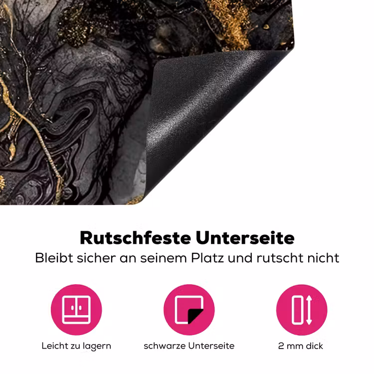 Marmer - Zwart - Goud - Abstract Inductie beschermer vinyl 3mm klein -zzzzzzz-lf-onderkant