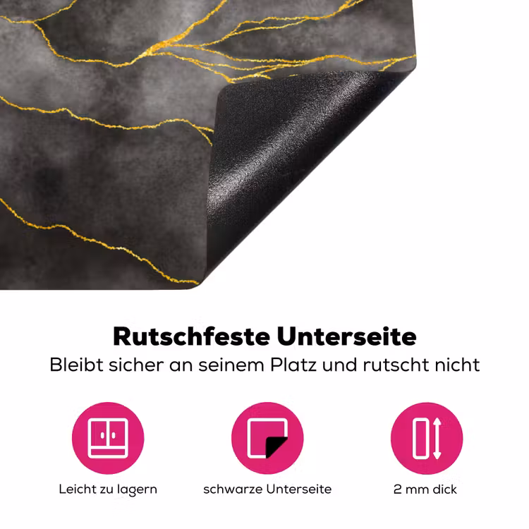 Marmer - Zwart - Goud - Luxe - Marmerlook Inductie beschermer vinyl 3mm klein -zzzzzzz-lf-onderkant