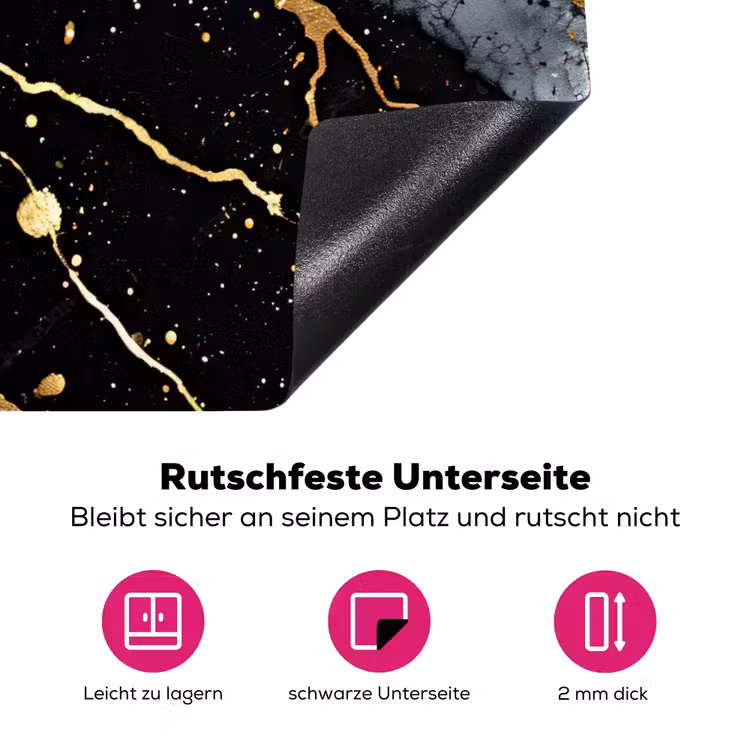Marmer - Zwart - Goud - Structuur Inductie beschermer vinyl 3mm middel -zzzzzzz-lf-onderkant