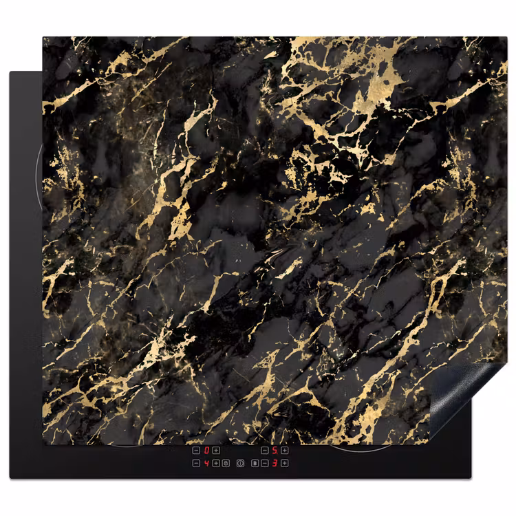 Marmer - Zwart - Goudstructuur Inductie beschermer vinyl 3mm middel 274 -3d
