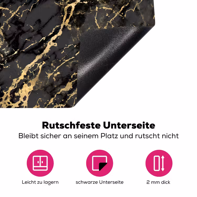 Marmer - Zwart - Goudstructuur Inductie beschermer vinyl 3mm klein 276 -zzzzzzz-lf-onderkant