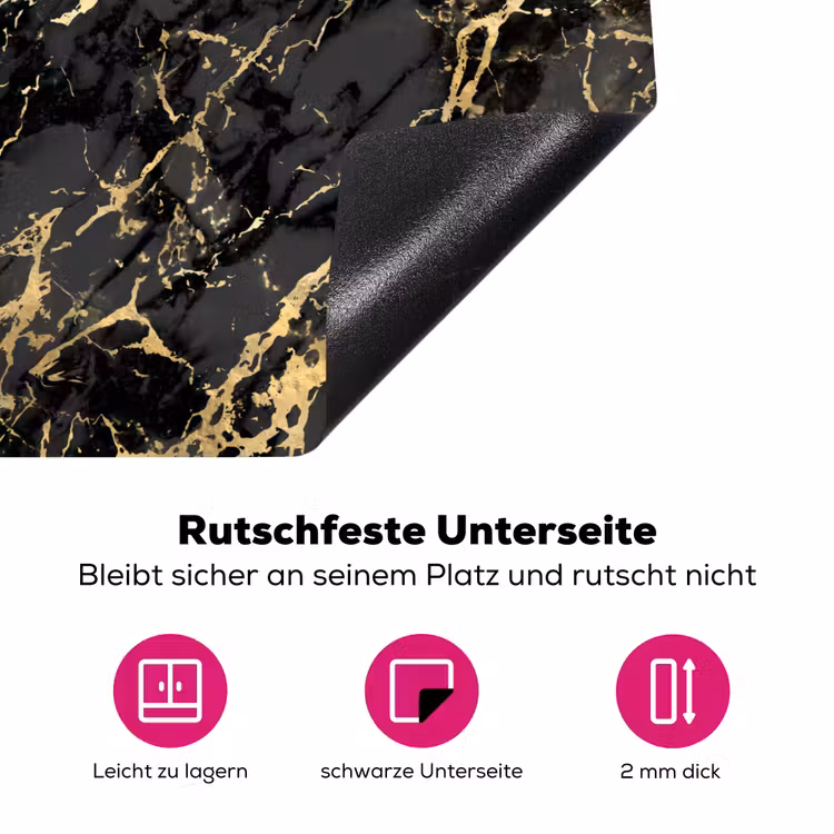 Marmer - Zwart - Goudstructuur Inductie beschermer vinyl 3mm middel 274 -zzzzzzz-lf-onderkant