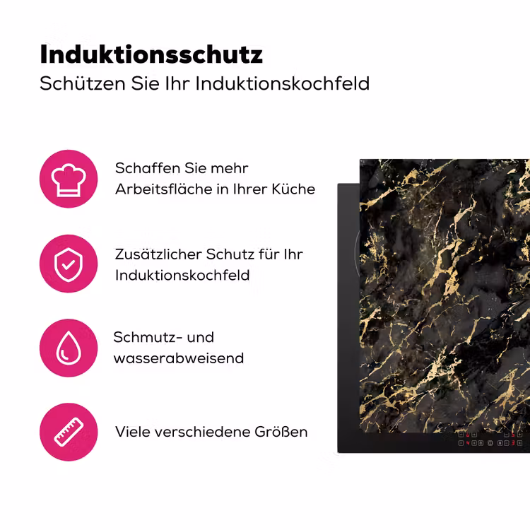 Marmer - Zwart - Goudstructuur Inductie beschermer vinyl 3mm middel 274 -zzzzzzz-lf-ups