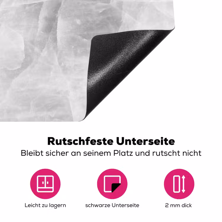 Marmer - Steen - Wit - Luxe - Marmerlook Inductie beschermer vinyl 3mm klein -zzzzzzz-lf-onderkant