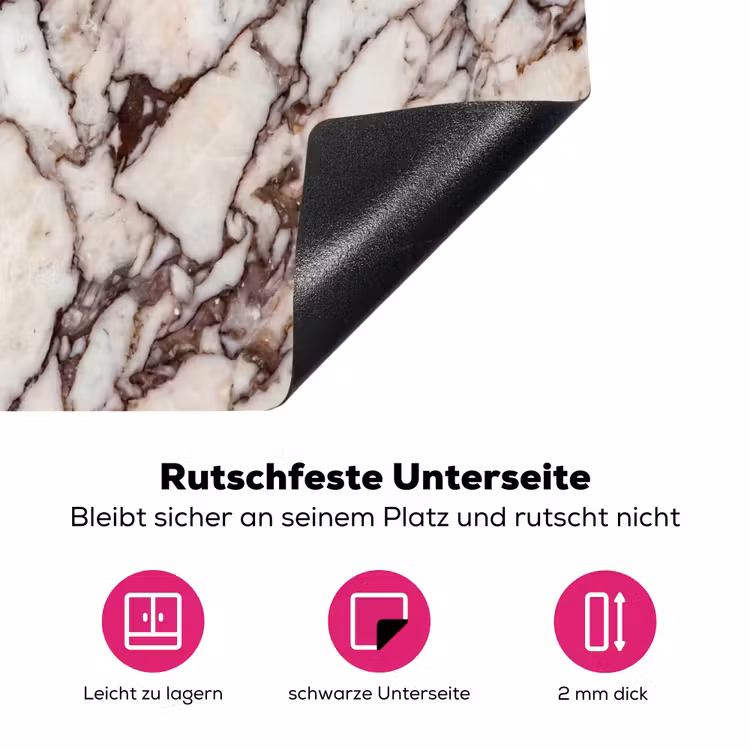 Marmer - Textuur - Abstract - Wit - Bruin Inductie beschermer vinyl 3mm middel -zzzzzzz-lf-onderkant