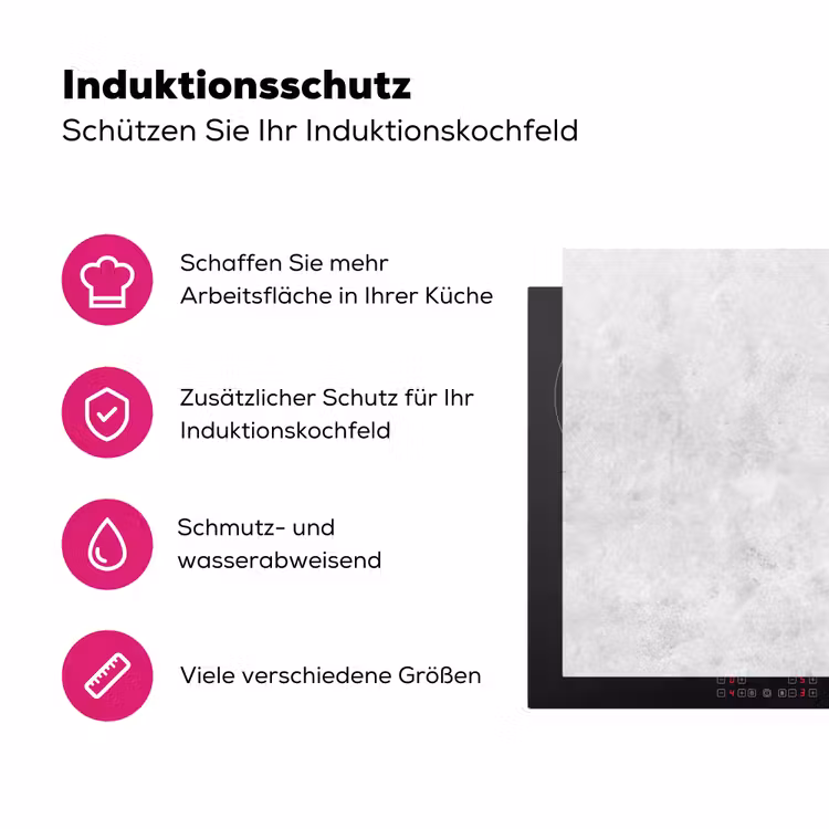 Marmer - Textuur - Grijs - Marmerlook Inductie beschermer vinyl 3mm klein -zzzzzzz-lf-ups