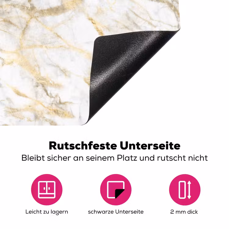Marmer - Wit - Expressief - Goudaccenten Inductie beschermer vinyl 3mm klein 276 -zzzzzzz-lf-onderkant