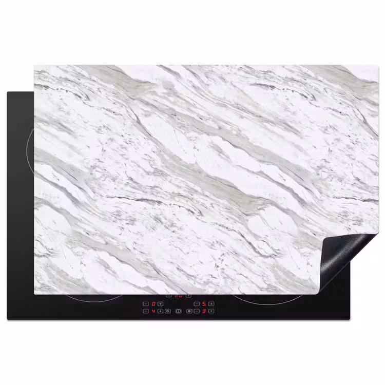 Marmer - Wit - Grijsgroen Inductie beschermer vinyl 3mm klein 276 -3d