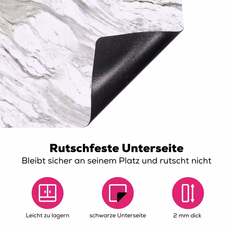Marmer - Wit - Grijsgroen Inductie beschermer vinyl 3mm klein 276 -zzzzzzz-lf-onderkant