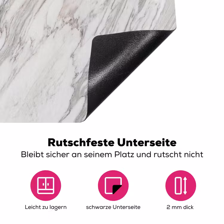 Marmer - Wit - Grijs - Structuur - Modern Inductie beschermer vinyl 3mm middel -zzzzzzz-lf-onderkant