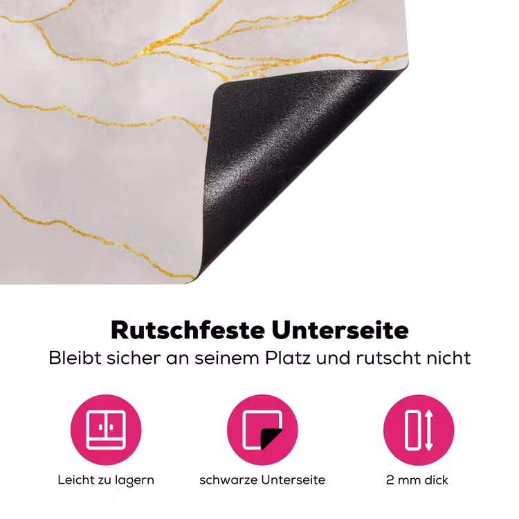 Marmerlook - Grijs - Goud - Chic - Marmer Inductie beschermer vinyl 3mm klein -zzzzzzz-lf-onderkant