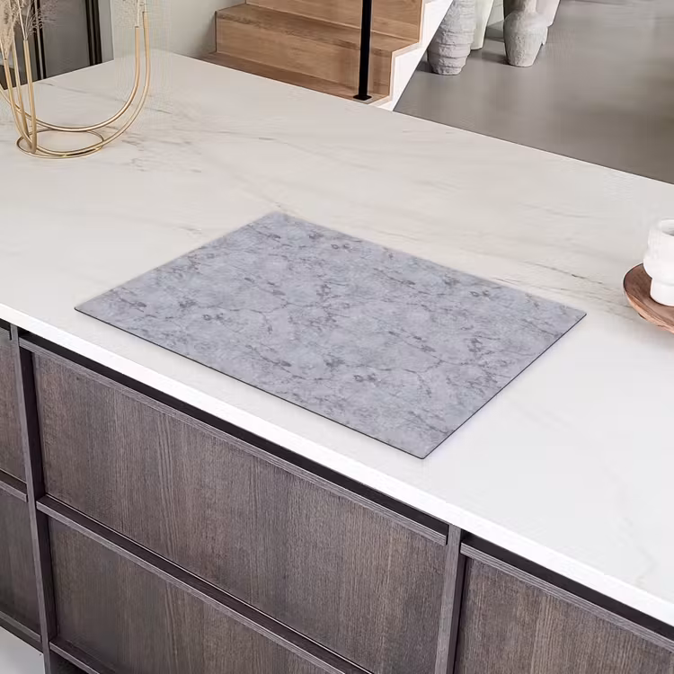 Marmerplaat - Patroon - Grijs Inductie beschermer vinyl 3mm klein 276 -sfeer8