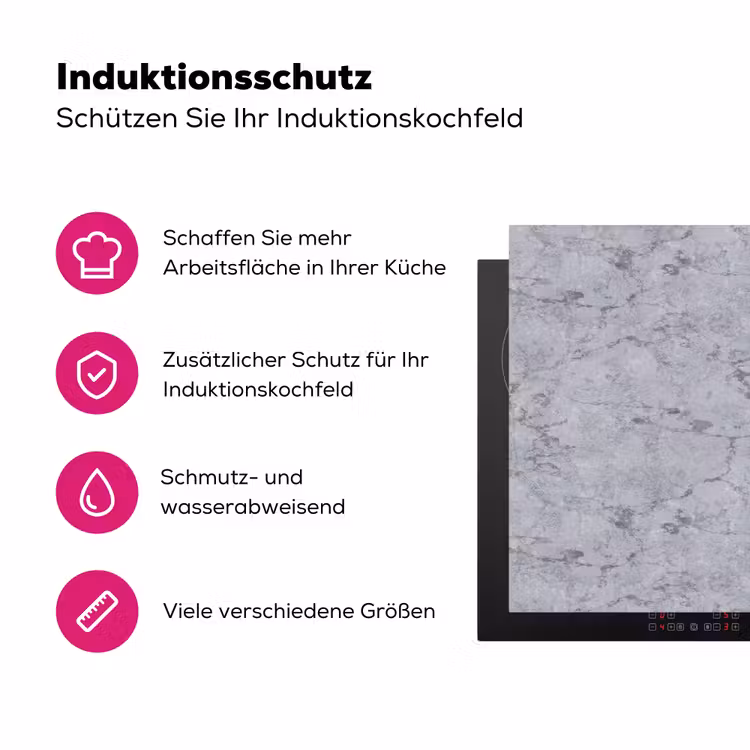 Marmerplaat - Patroon - Grijs Inductie beschermer vinyl 3mm klein 276 -zzzzzzz-lf-ups