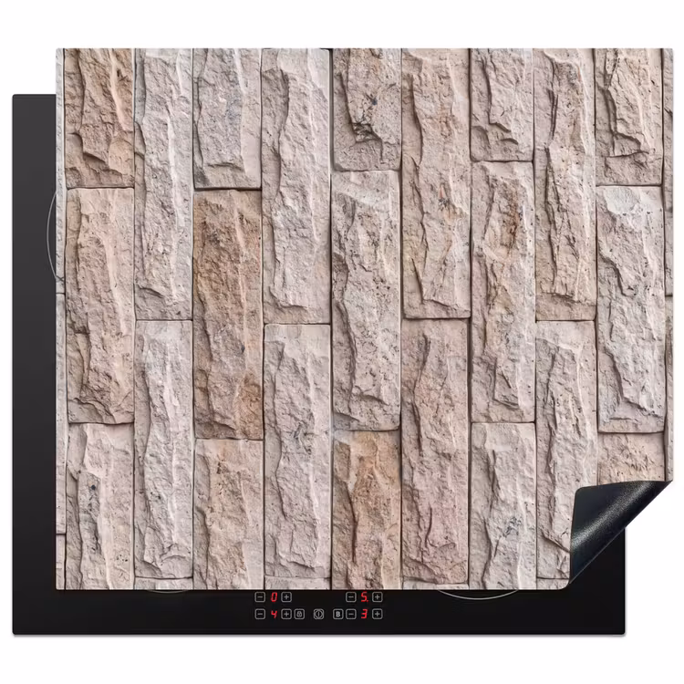 Muur - Steen - Ruw - Beige - Textuur Inductie beschermer vinyl 3mm middel -3d