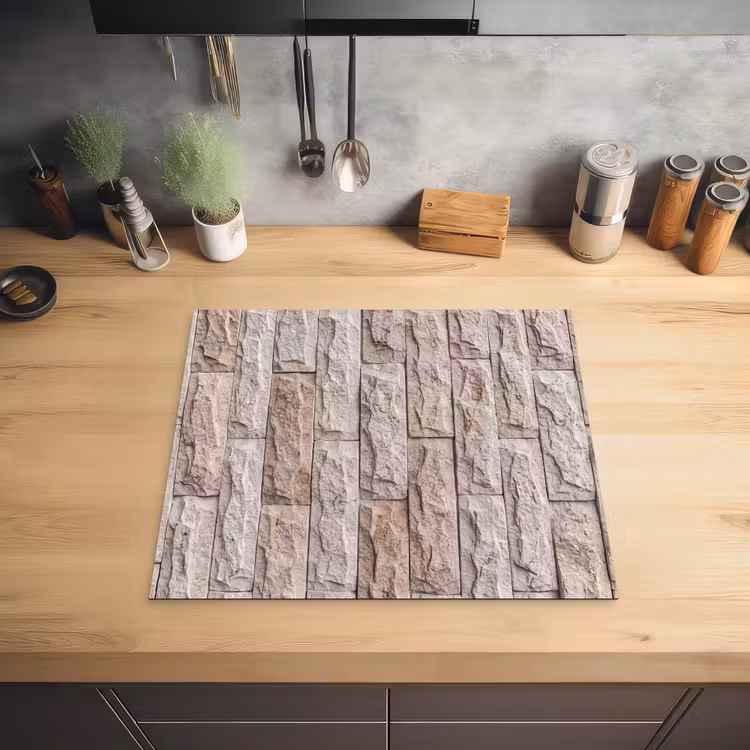 Muur - Steen - Ruw - Beige - Textuur Inductie beschermer vinyl 3mm middel -sfeer5