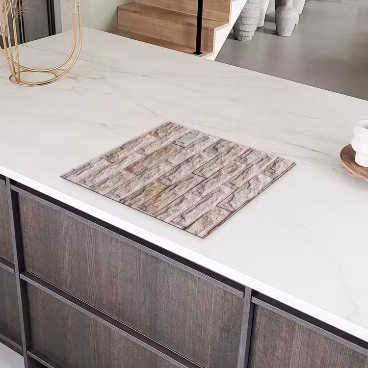 Muur - Steen - Ruw - Beige - Textuur Inductie beschermer vinyl 3mm middel -sfeer8