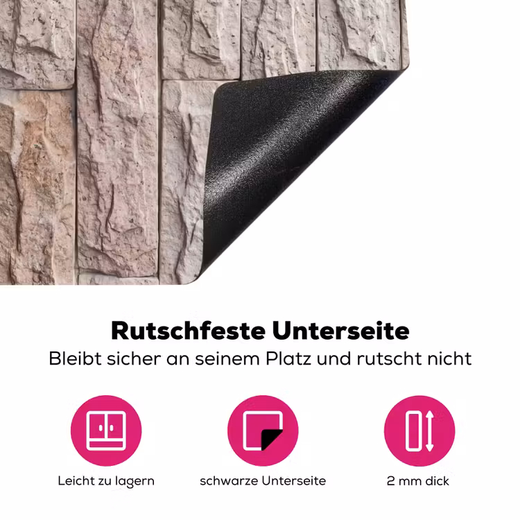 Muur - Steen - Ruw - Beige - Textuur Inductie beschermer vinyl 3mm middel -zzzzzzz-lf-onderkant