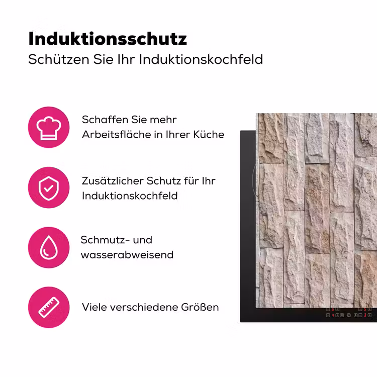Muur - Steen - Ruw - Beige - Textuur Inductie beschermer vinyl 3mm middel -zzzzzzz-lf-ups