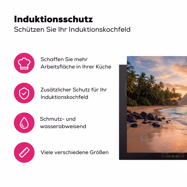 Zee - Berg - Landschap - Tropisch - Goud Inductie beschermer vinyl 3mm middel -zzzzzzz-lf-ups