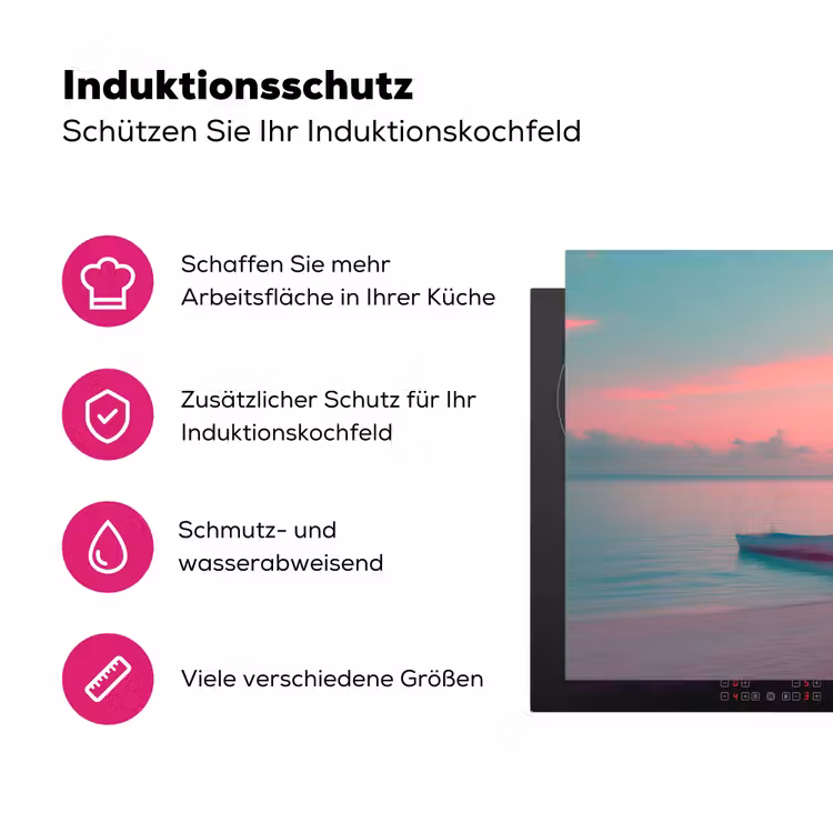 Zee - Boot - Zonsondergang Inductie beschermer vinyl 3mm klein -zzzzzzz-lf-ups