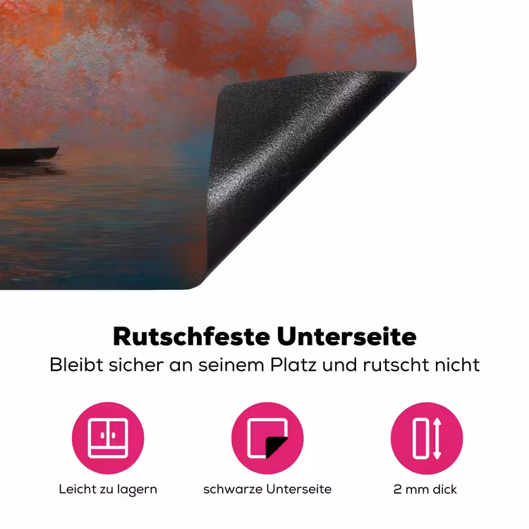 Zee - Boot - Wolken - Oranje Inductie beschermer vinyl 3mm klein -zzzzzzz-lf-onderkant