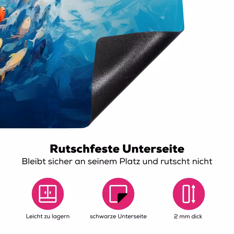 Zee - Vissen - Kleurrijk - Dynamisch Inductie beschermer vinyl 3mm klein -zzzzzzz-lf-onderkant