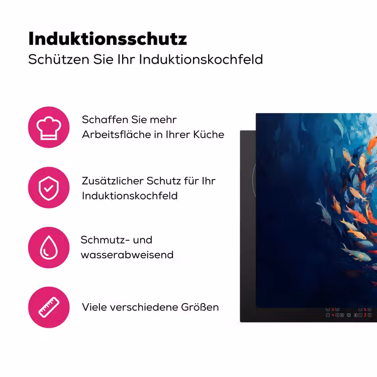 Zee - Vissen - Kleurrijk - Dynamisch Inductie beschermer vinyl 3mm klein -zzzzzzz-lf-ups