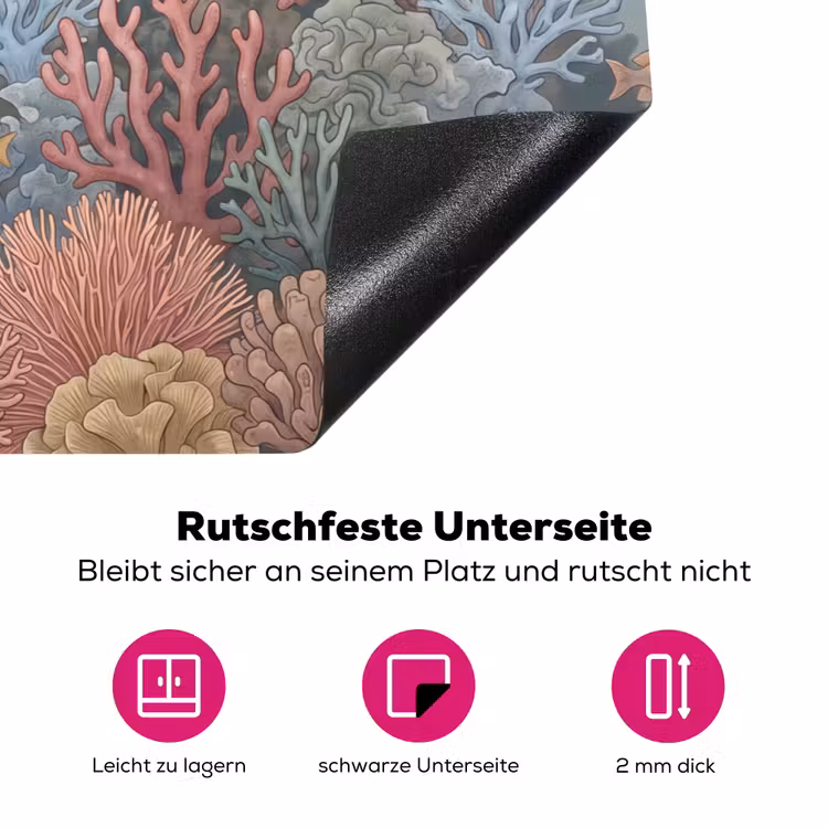 Zee - Koraal - Vis - Natuur - Kleurrijk Inductie beschermer vinyl 3mm klein -zzzzzzz-lf-onderkant
