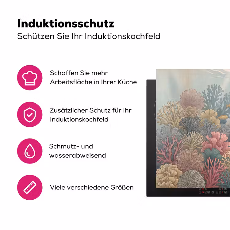 Zee - Koraal - Vis - Natuur - Kleurrijk Inductie beschermer vinyl 3mm klein -zzzzzzz-lf-ups