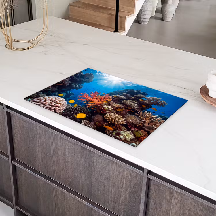 Zee - Koraalrif - Natuur - Levendig - Blauw Inductie beschermer vinyl 3mm klein -sfeer8