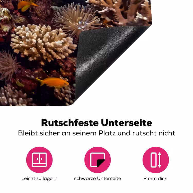 Zee - Koraalrif - Natuur - Levendig - Blauw Inductie beschermer vinyl 3mm klein -zzzzzzz-lf-onderkant