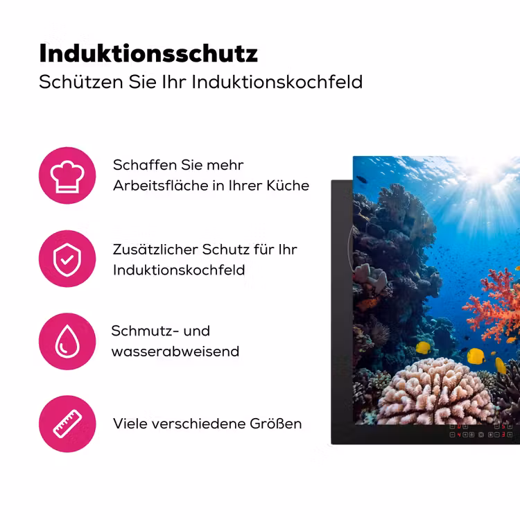 Zee - Koraalrif - Natuur - Levendig - Blauw Inductie beschermer vinyl 3mm klein -zzzzzzz-lf-ups